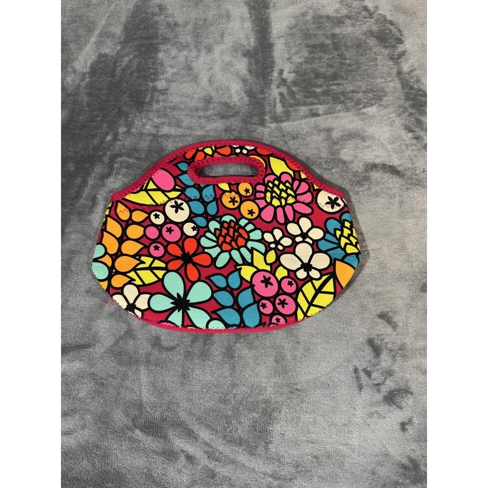 BYO Rambler Lunch Bag Neoprene Floral Multicolor Zipper Handle Tote